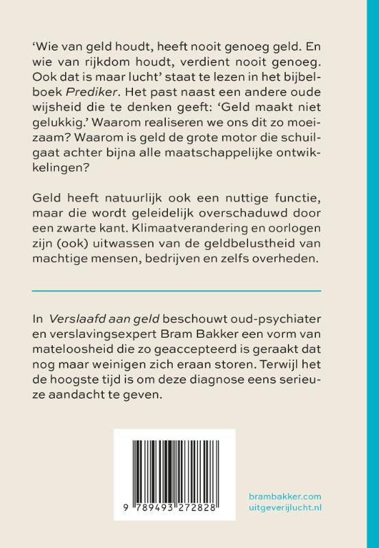 Achterkant van Verslaafd aan geld