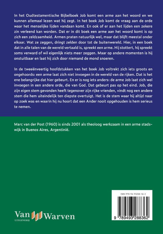 Achterkant van Job, een arme vindt zijn stem