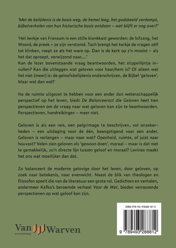 Achterkant van De balanceeract die geloven heet