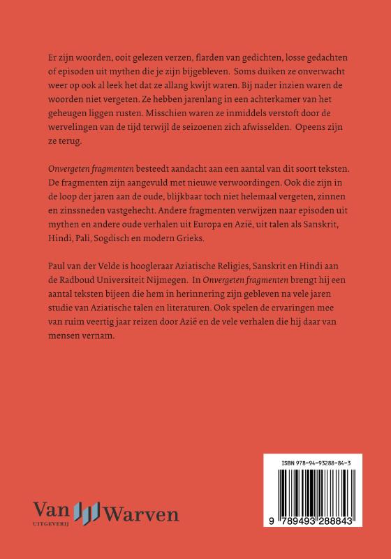 Achterkant van Onvergeten fragmenten