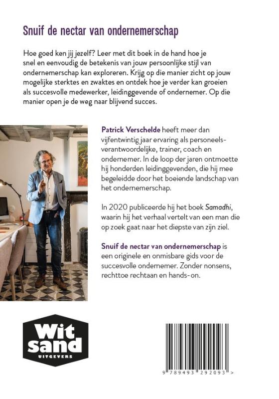 Achterkant van Snuif de nectar van ondernemerschap