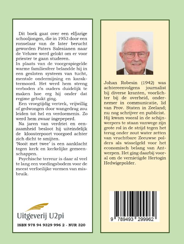 Achterkant van Nooit met twee