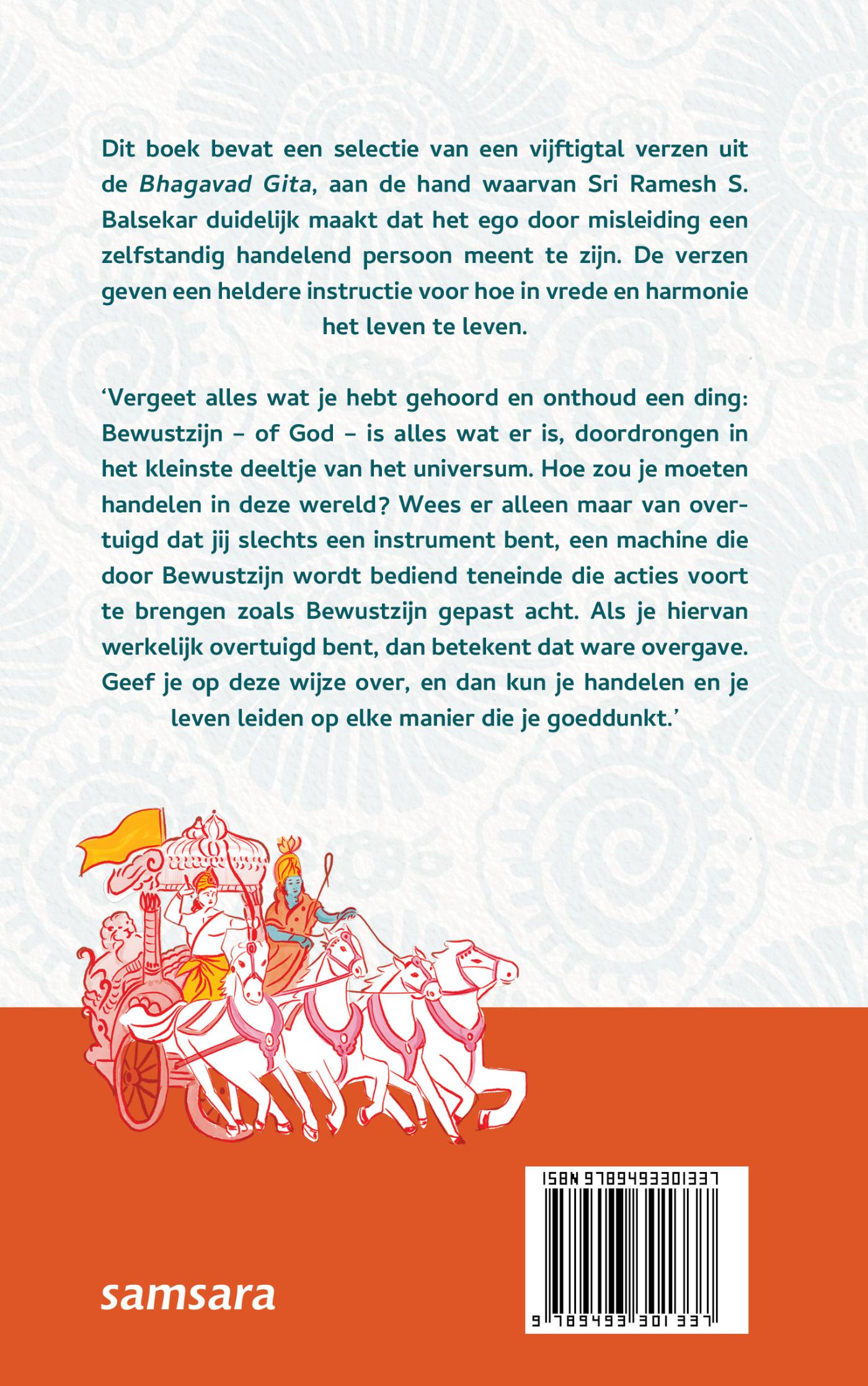 Achterkant van De Bhagavad Gita