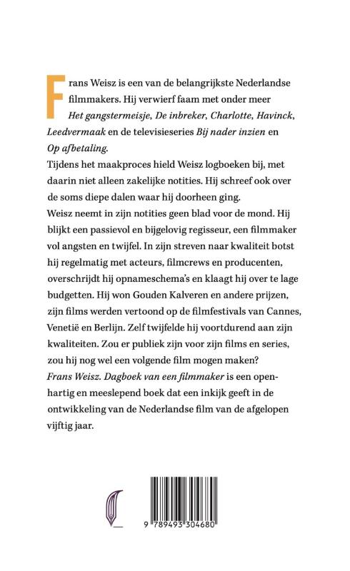 Achterkant van Frans Weisz. Dagboek van een filmmaker