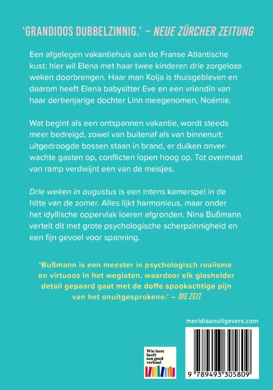 Achterkant van Drie weken in augustus