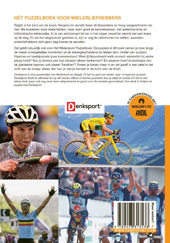 Achterkant van Het Wielersport puzzelboek BE