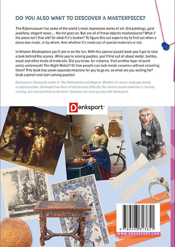 Achterkant van Denksport - Mission Masterpiece Puzzle book
