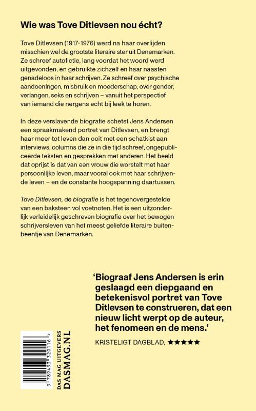 Achterkant van Tove Ditlevsen, de biografie