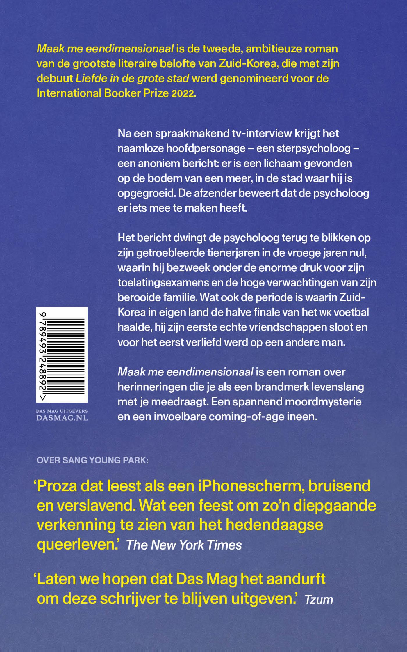 Achterkant van Maak me eendimensionaal