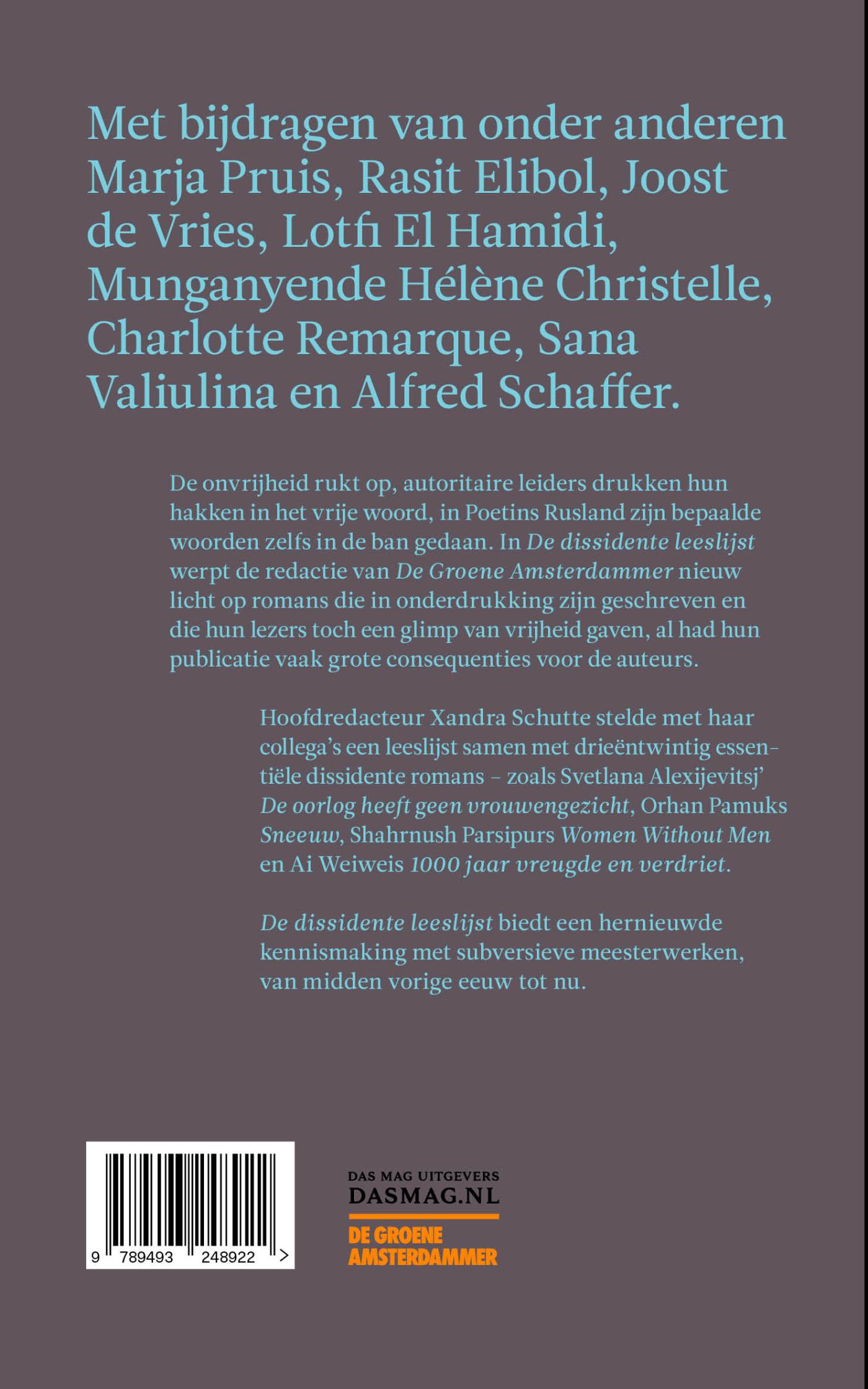 Achterkant van De dissidente leeslijst