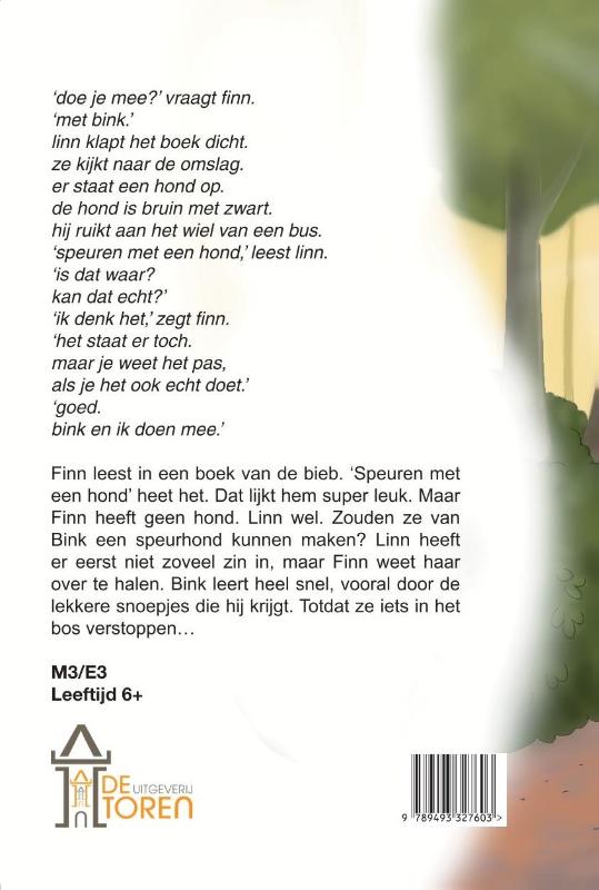 Achterkant van Finn en Linn op zoek in het bos