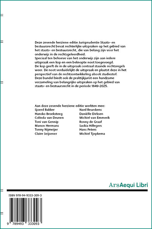Achterkant van Jurisprudentie Staats- en bestuursrecht 1849-2025