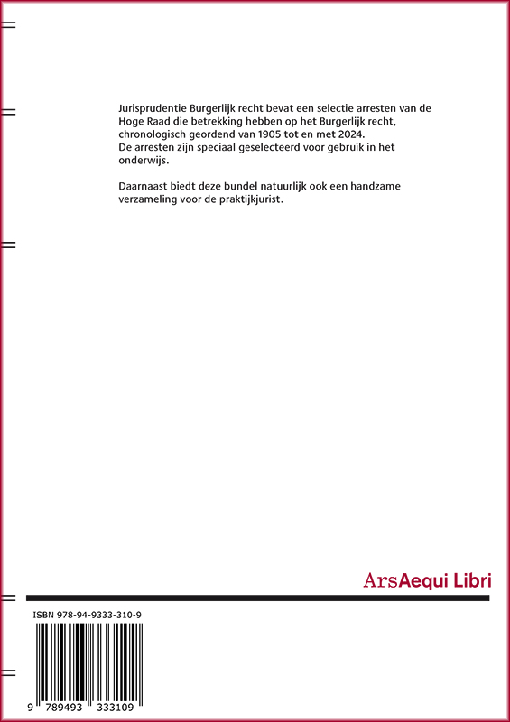 Achterkant van Jurisprudentie Burgerlijk recht 1905-2024
