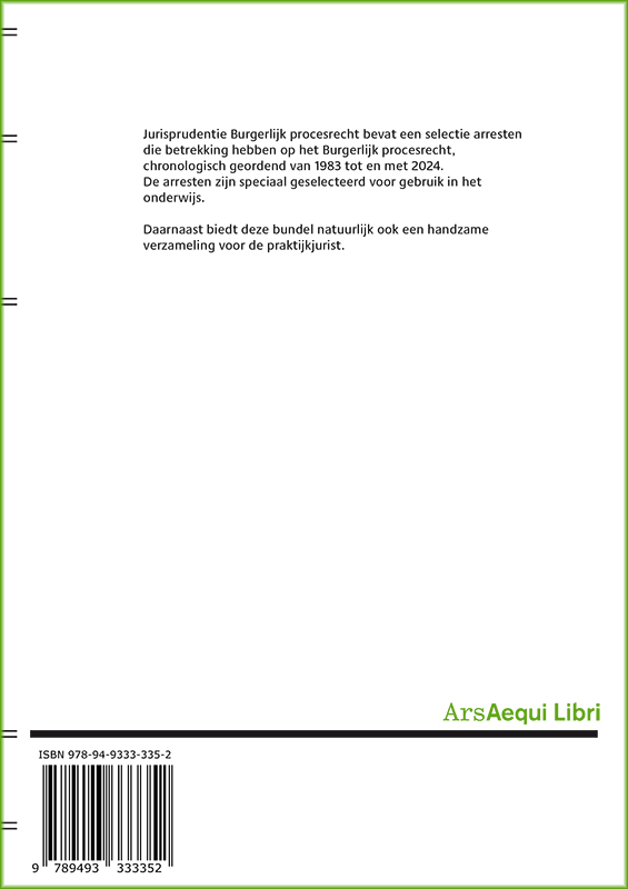 Achterkant van Jurisprudentie Burgerlijk procesrecht 1983-2024