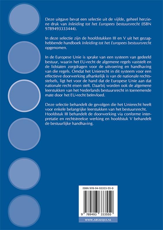 Achterkant van Een selectie uit: Inleiding tot het Europees bestuursrecht