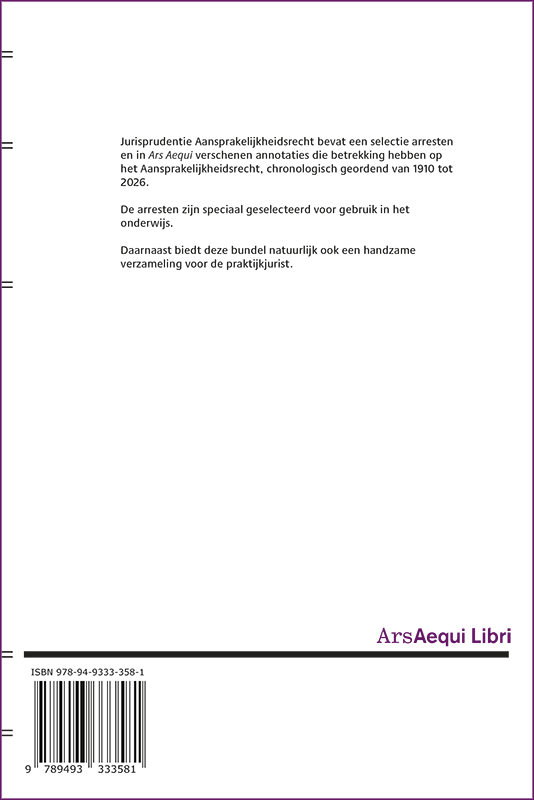 Achterkant van Jurisprudentie Aansprakelijkheidsrecht 1910-2026
