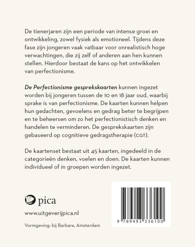 Achterkant van Perfectionisme gesprekskaarten