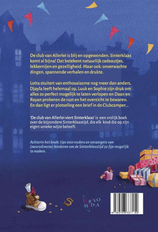 Achterkant van De club van Allerlei viert Sinterklaas