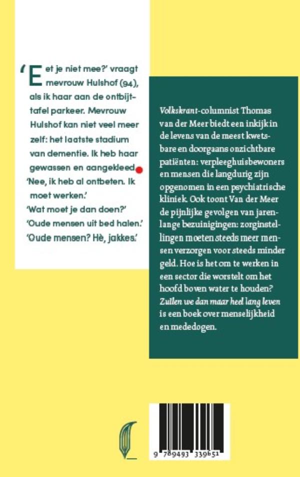 Achterkant van Zullen we dan maar heel lang leven