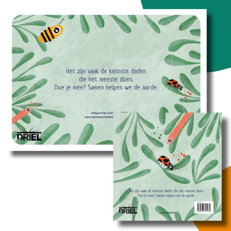 Achterkant van Mijn groene boek kamishibai vertelplaten + boek