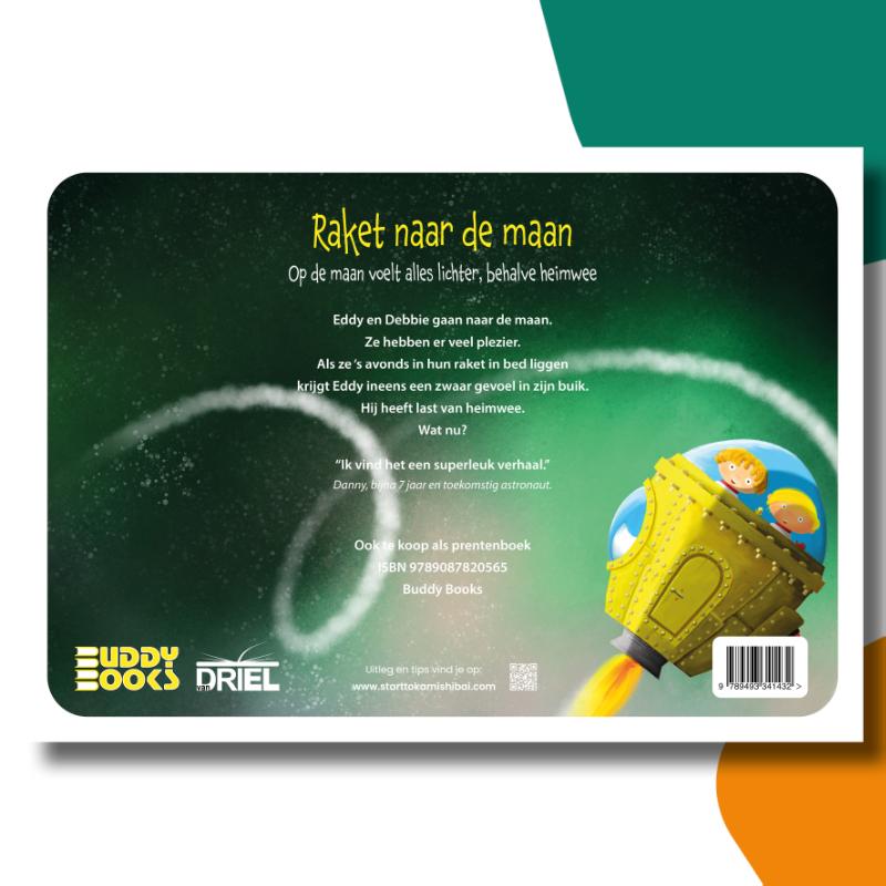 Achterkant van Raket naar de maan | Michel de Boer | kamishibai vertelplaten