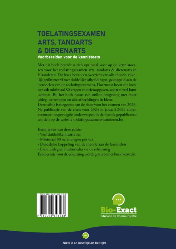 Achterkant van Toelatingsexamen arts, tandarts en dierenarts