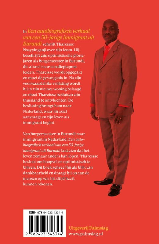 Achterkant van Een autobiografisch verhaal van een 50-jarige immigrant uit Burundi