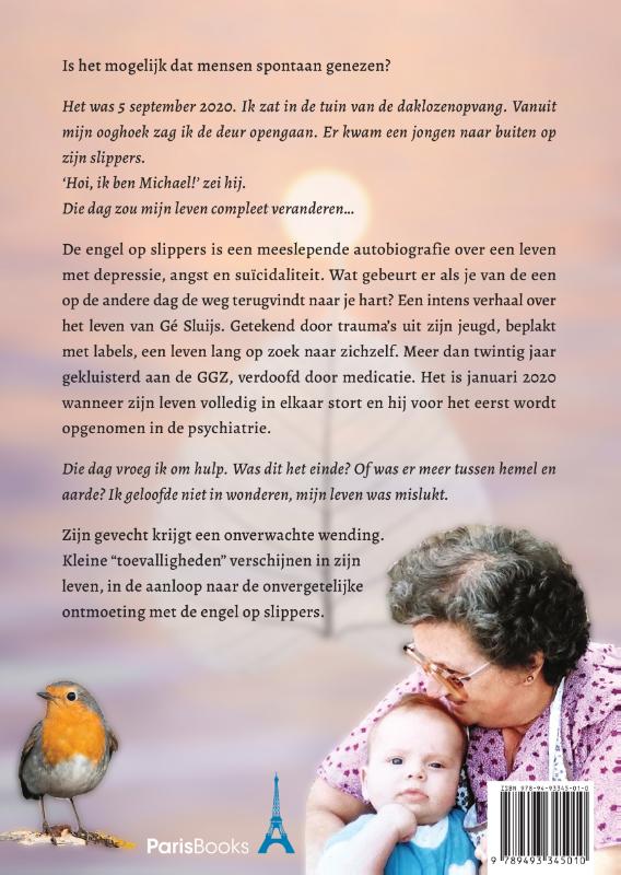 Achterkant van De engel op slippers