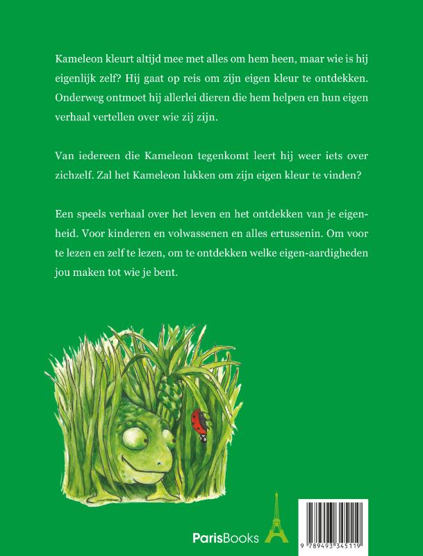 Achterkant van Kameleon zoekt zijn eigen kleur
