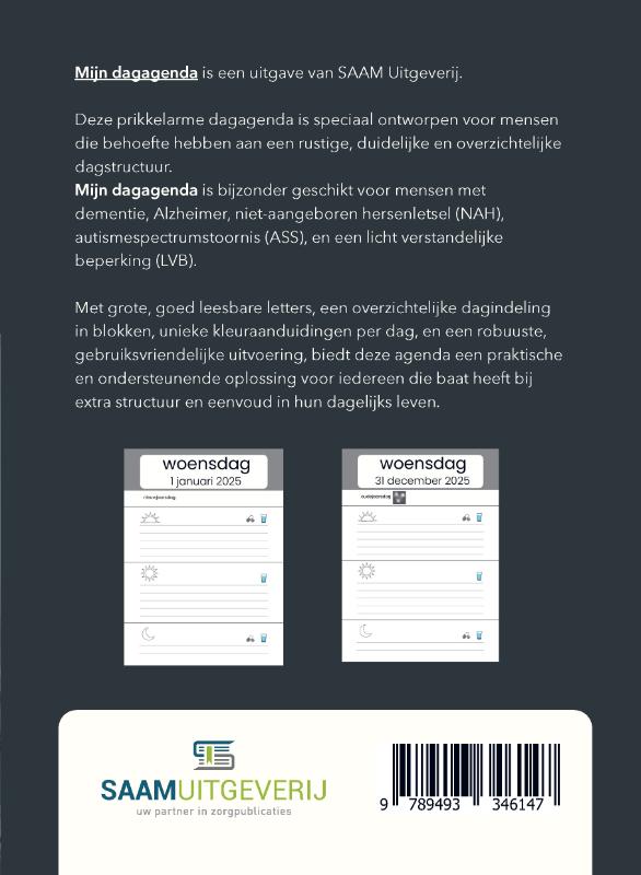 Achterkant van Mijn Dag Agenda 2025 (set van deel 1+deel 2)