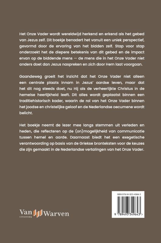 Achterkant van Het Onze Vader in het leven van Jezus