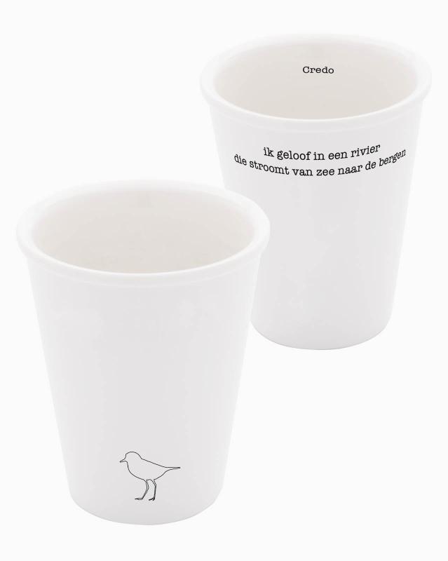 Achterkant van Porseleinen beker 'Credo' (set van 2)