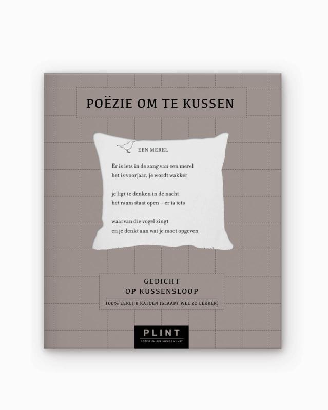 Achterkant van Plint kussensloop 'Een merel' Rutger Kopland