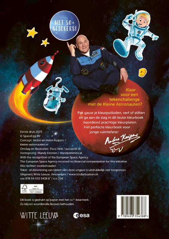 Achterkant van De kleine astronauten kleurboek