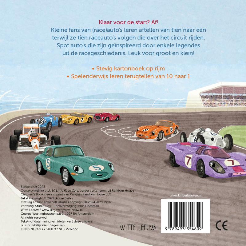 Achterkant van Tien kleine raceauto's