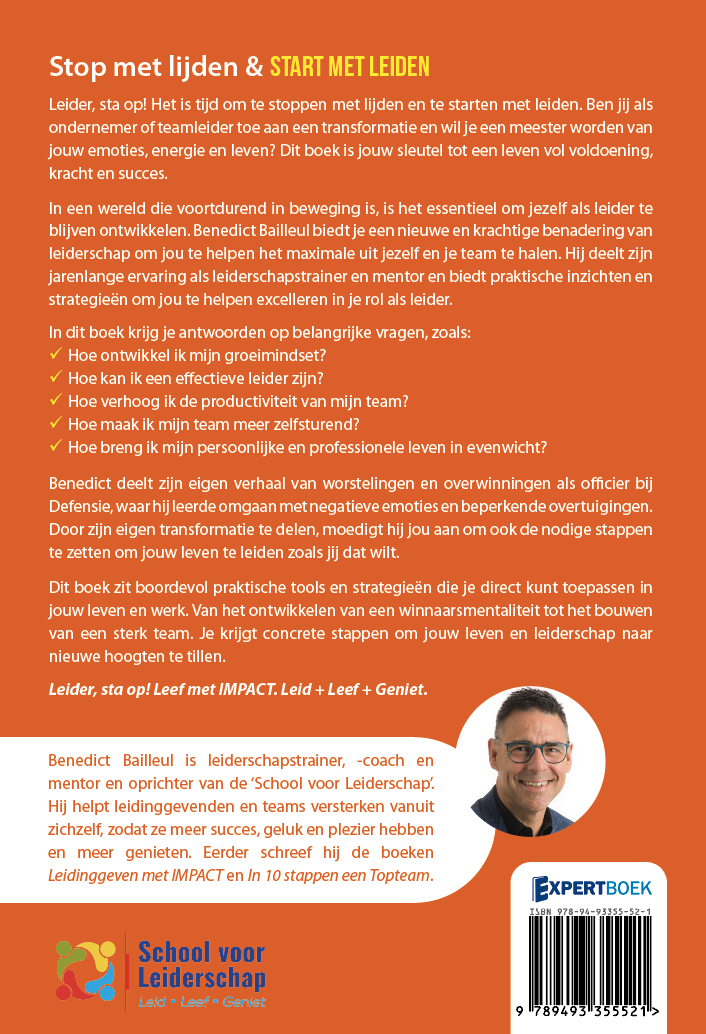 Achterkant van Stop met lijden & start met leiden