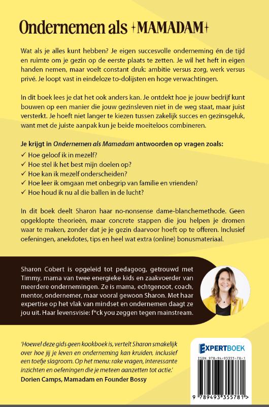 Achterkant van Ondernemen als een mamadam