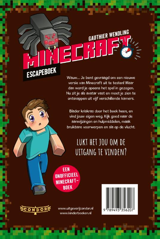 Achterkant van Minecraft Escapeboek