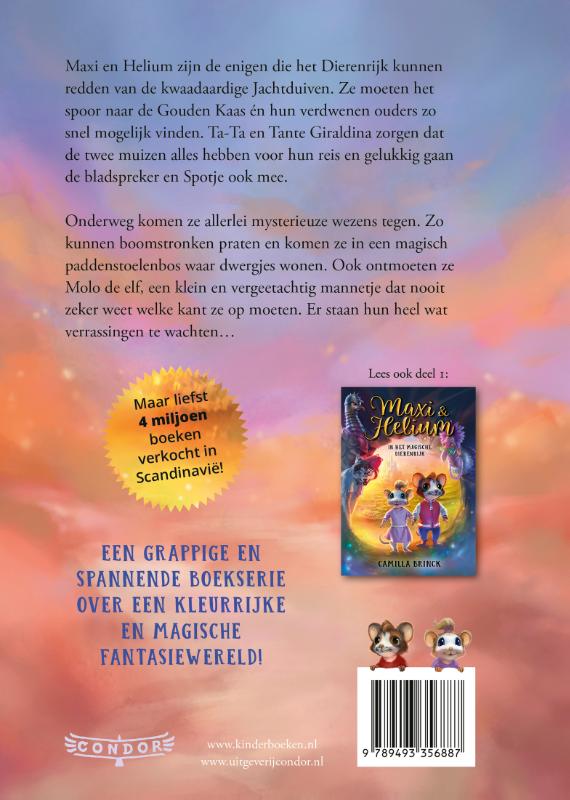 Achterkant van Maxi & Helium en de jacht op de gouden kaas