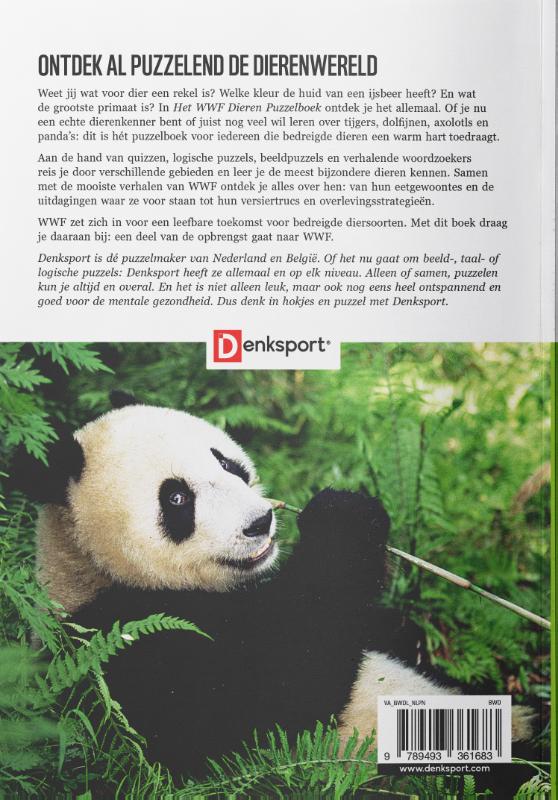 Achterkant van Het WWF dieren puzzelboek