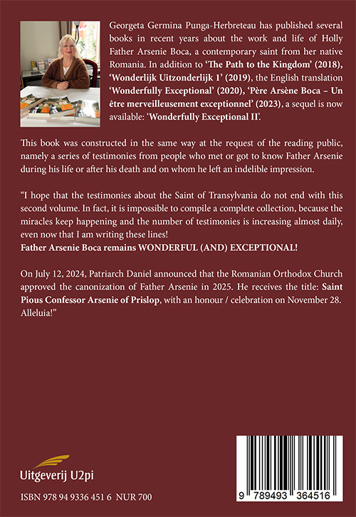 Achterkant van Father Arsenie Boca Wonderfully Exceptional II
