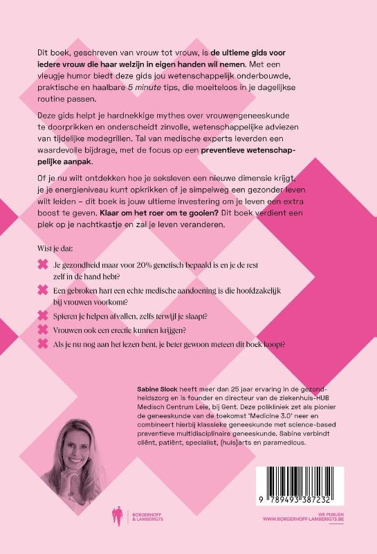 Achterkant van De gids die op het nachtkastje van iedere vrouw moet liggen