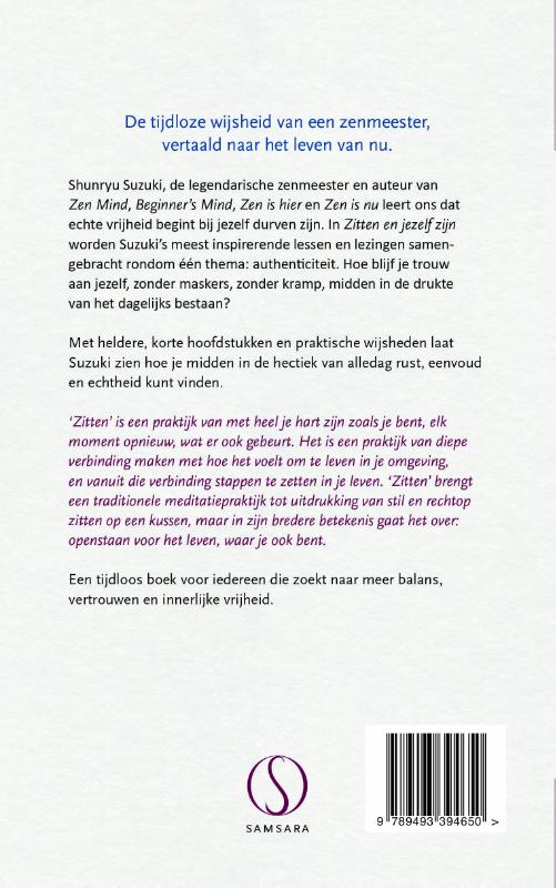 Achterkant van Zitten en jezelf zijn