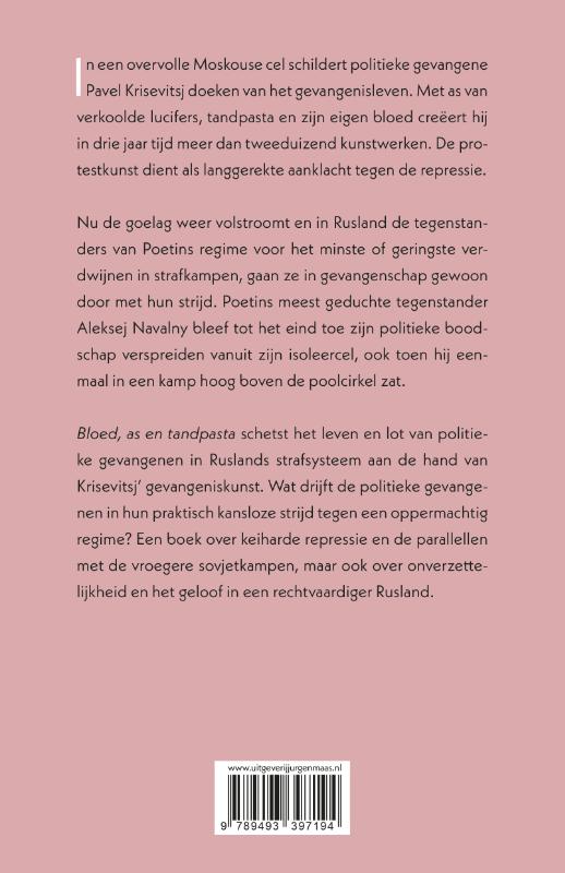Achterkant van Bloed, as en tandpasta