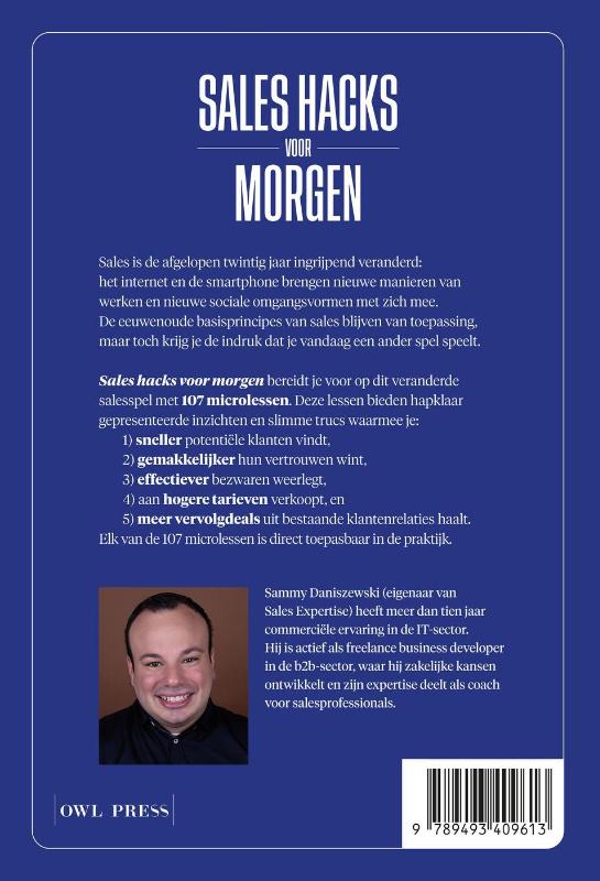 Achterkant van Sales hacks voor morgen