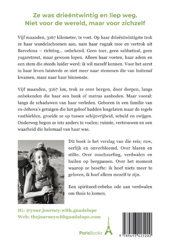 Achterkant van 3167 kilometer. Eén rugzak. Eén waarheid.