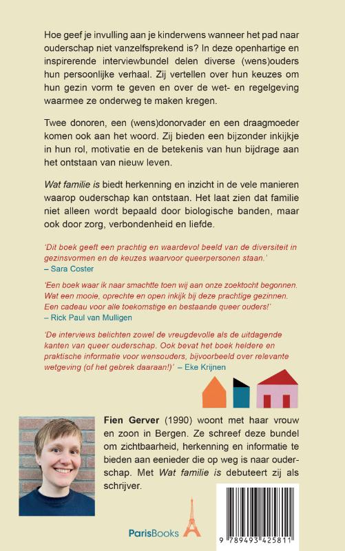 Achterkant van Wat familie is