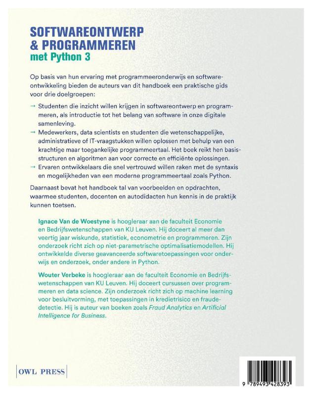 Achterkant van Softwareontwerp & programmeren met Python 3