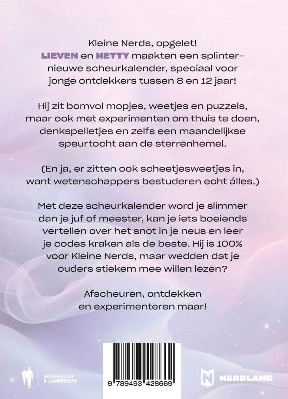 Achterkant van Scheurkalender voor Kleine Nerds 2026