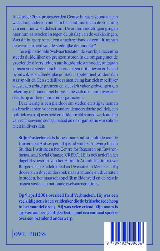 Achterkant van De stem van de stad